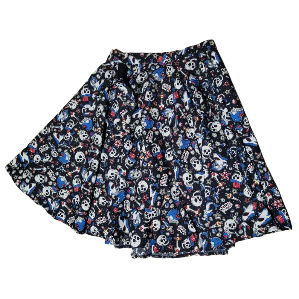 Hell Bunny Vixen Rockabilly Skull Shark Rock Skirt EUC L - Picture 4 of 4